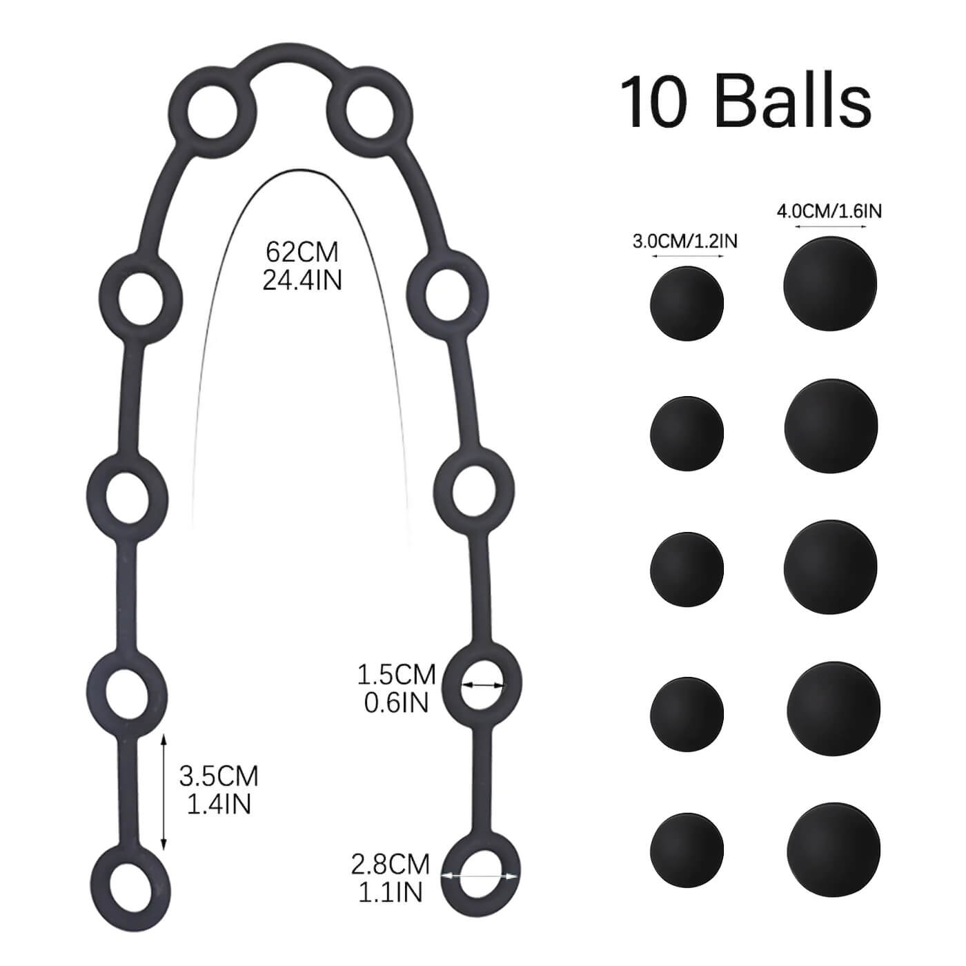 Tether - Anal Training Beads - Different Pleasure Sizes Anal Balls - Extreme Anal Expansion Sex Toys