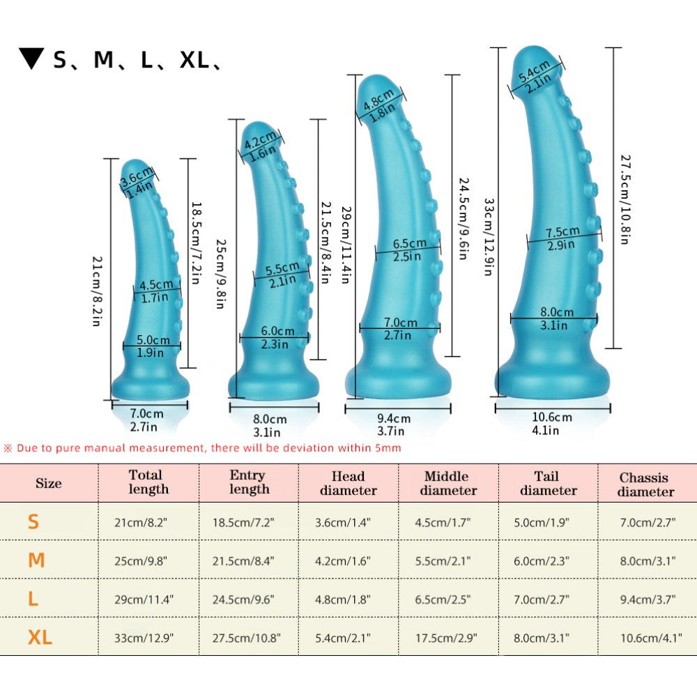 12.9 Inch Tentacle Dildo-Monster Dildo-Fantasy Dildo Size Chart