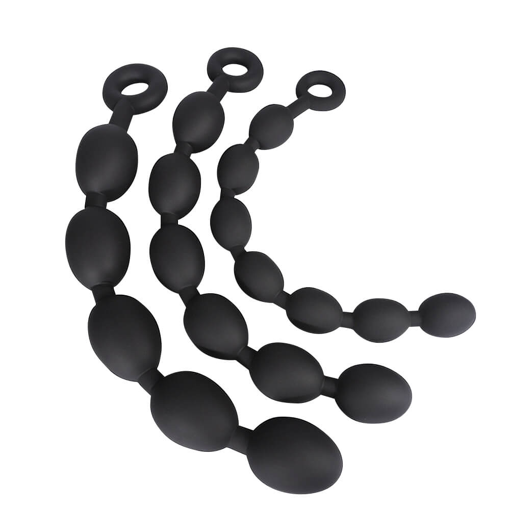 Drake - Silicone Anal Beads - 3 Sizes Anal Balls - Anal Chain with a Pull Ring