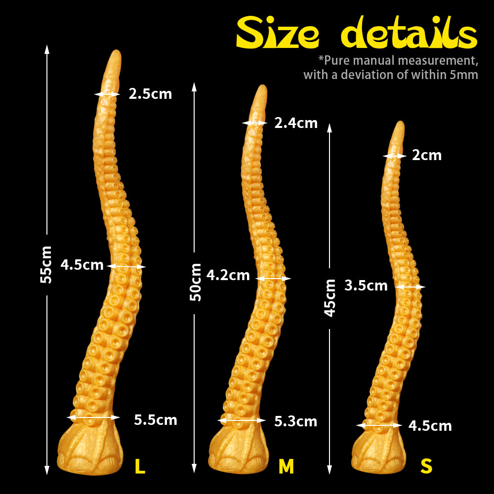 Fantasy Siren Dildo Tentacle Dildo-Silicone Suction Cup Dildo yellow-3 size