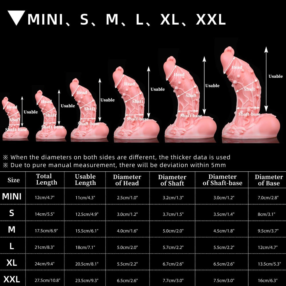 Nothosaur_OAK_Fantasy_Dildo_Half_Orc_Dlido_12.5_Inch_Monster_Dildo_White Peach_Size Chart