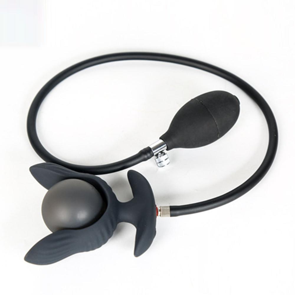 Petal - Inflatable Vibrating Butt Plug - Black Anal Dilator