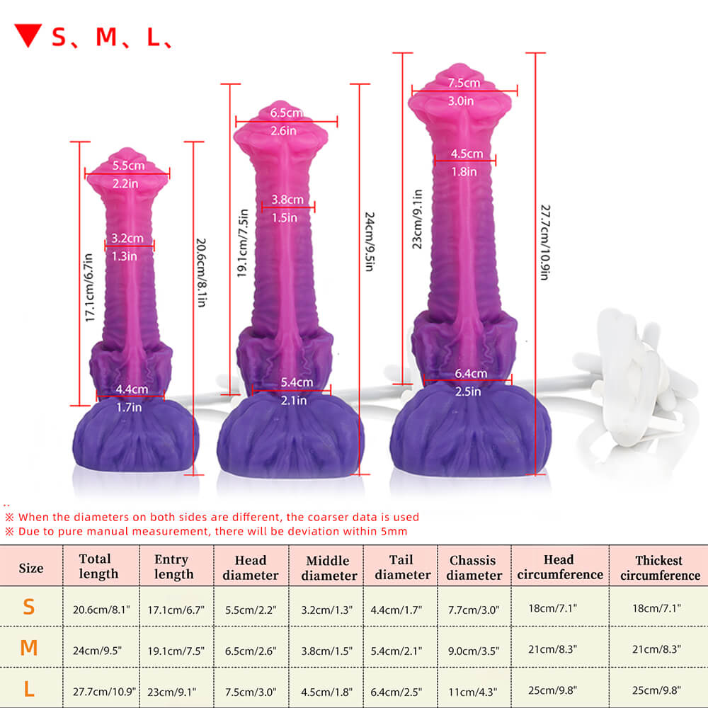 SWISOK_Kelpie_Ejaculating_Dildo_10.9_Inch_Flared_Horse_Dildo_Huge_Dildo_Size_Chart