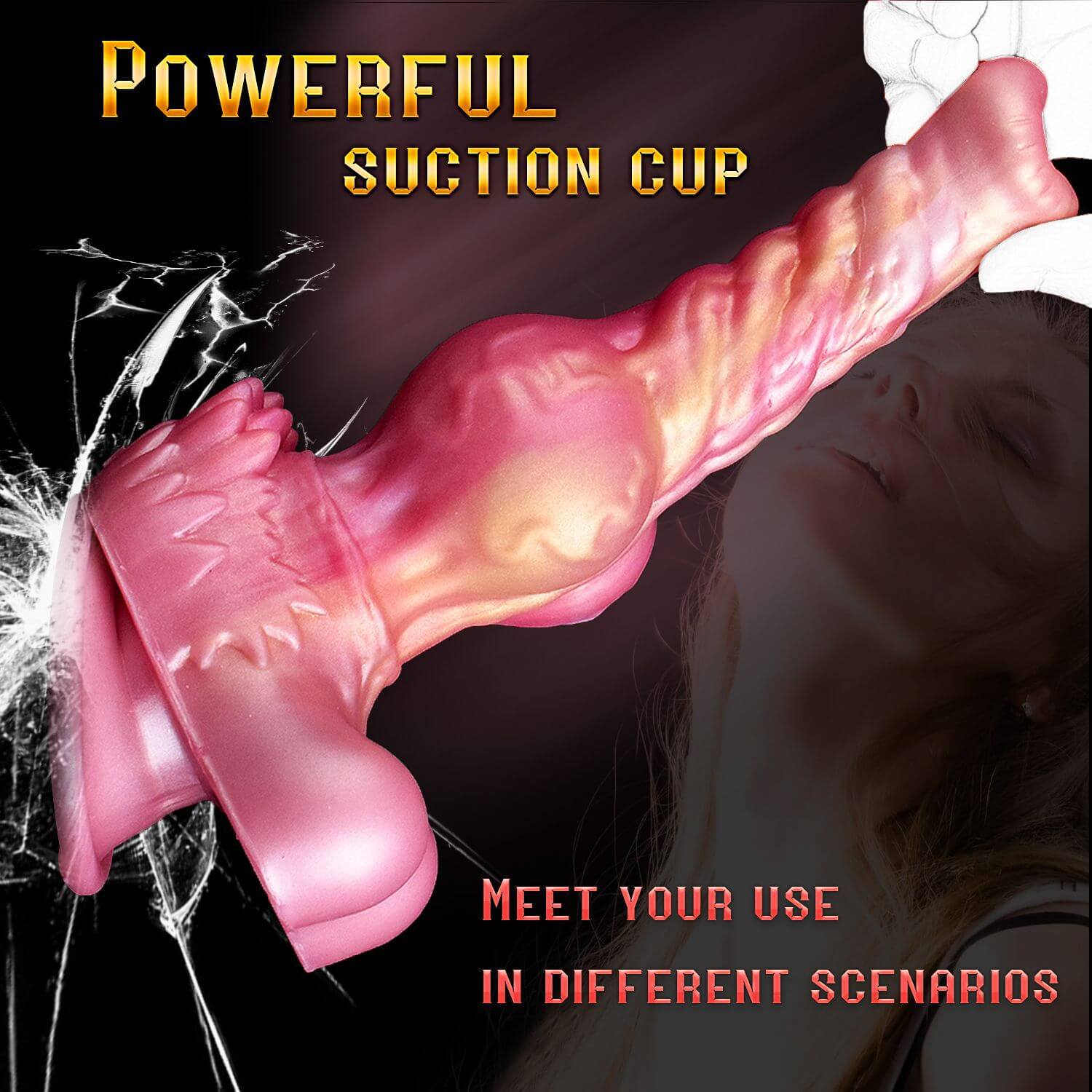 Crimson Dragon - 8.2 Inch Vibration & Thrusting  Dragon Dildo - Knot Dildo