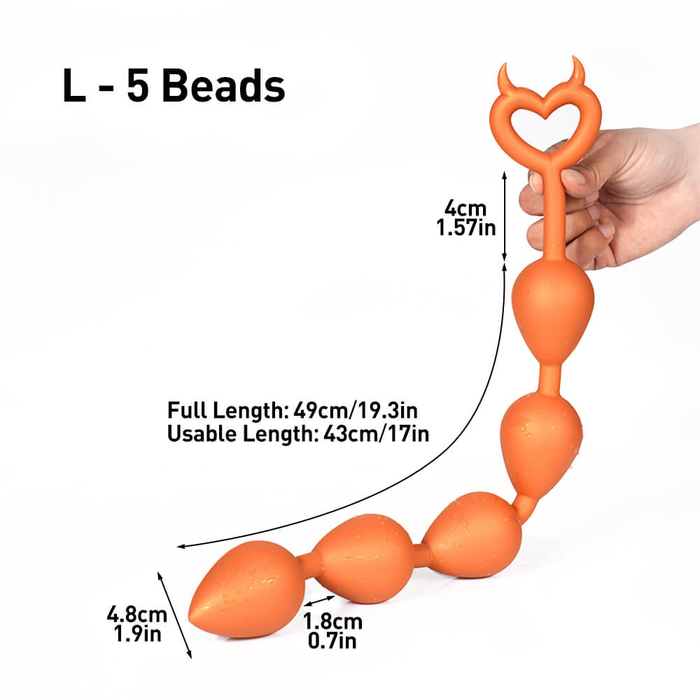 Devil - With Pull Loop Anal Beads - 7 Big Beads Butt Plug - Deep Stimulation Anal Sex Toy