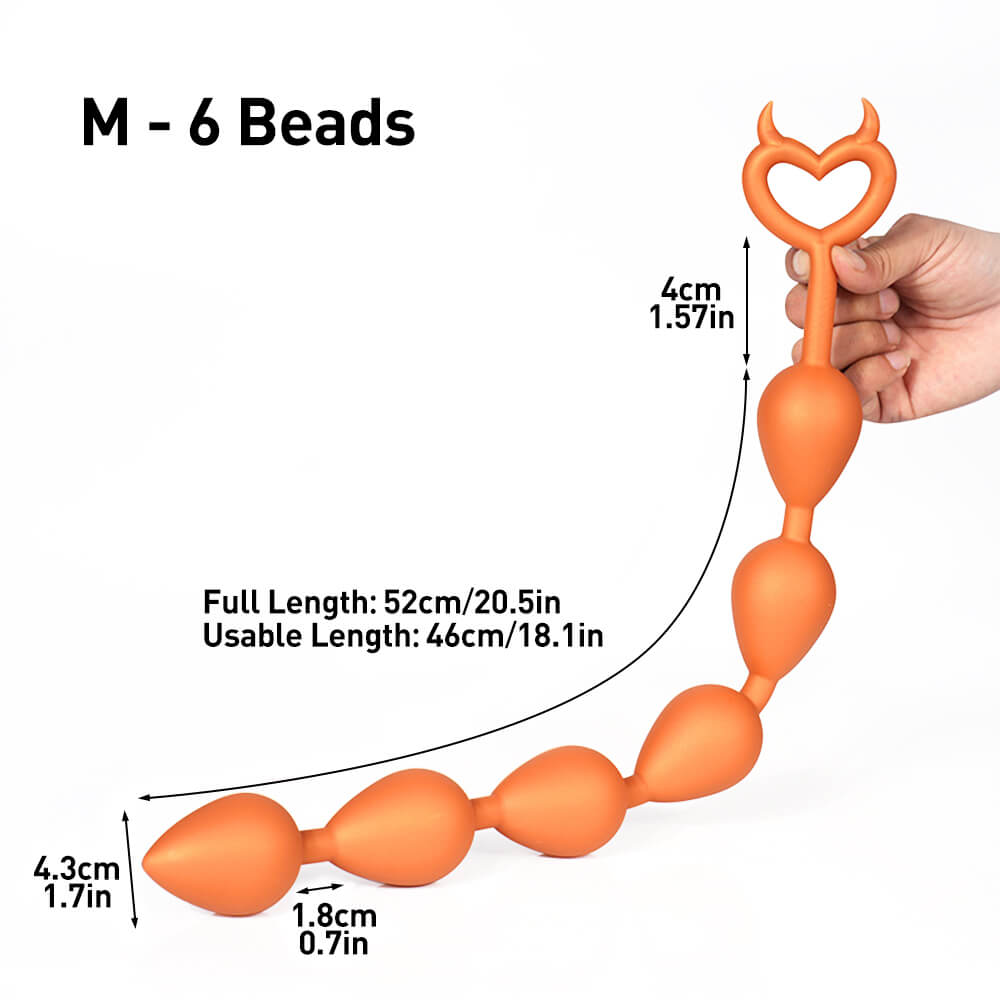 Devil - With Pull Loop Anal Beads - 7 Big Beads Butt Plug - Deep Stimulation Anal Sex Toy