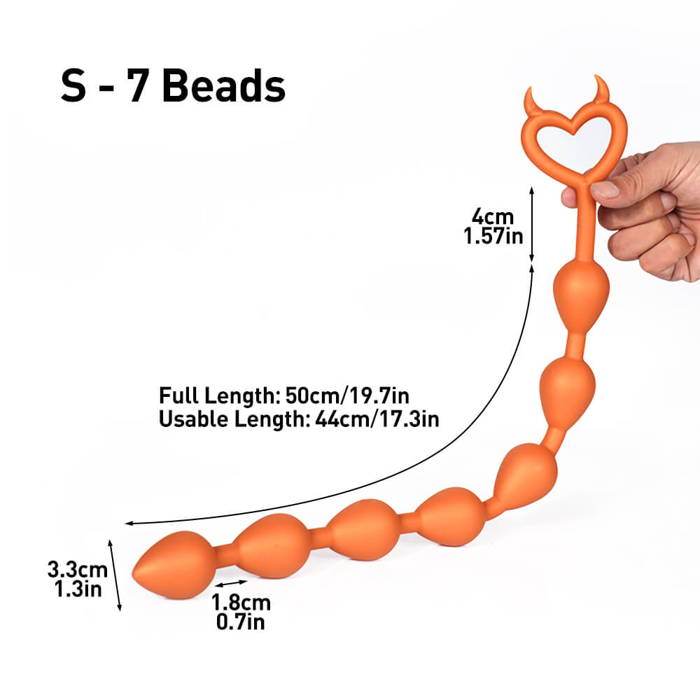 Devil - With Pull Loop Anal Beads - 7 Big Beads Butt Plug - Deep Stimulation Anal Sex Toy