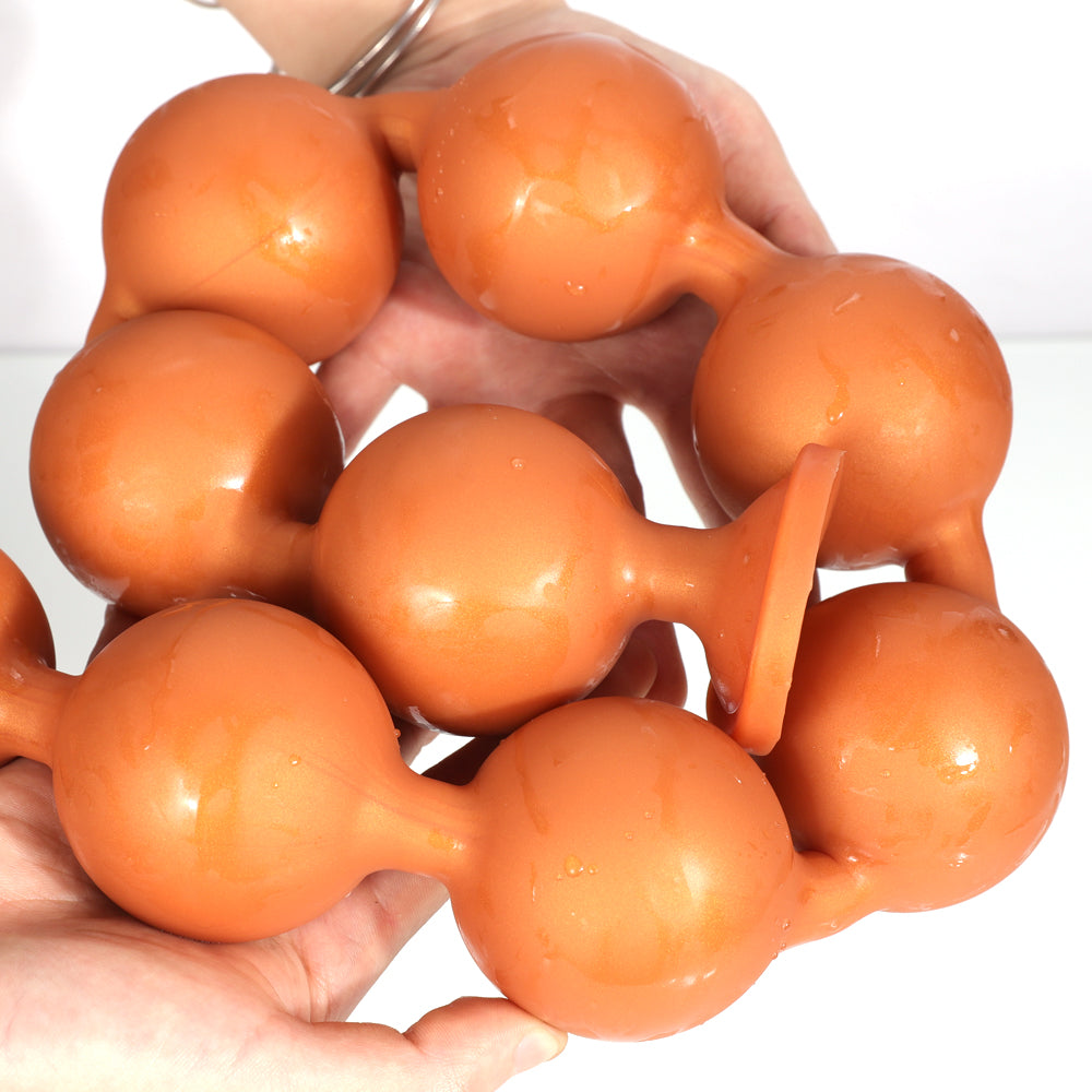 Lina - Hands Free Anal Beads - 9 Beads Extreme Anal Sex Toys - Silicone Anal Sex Toy