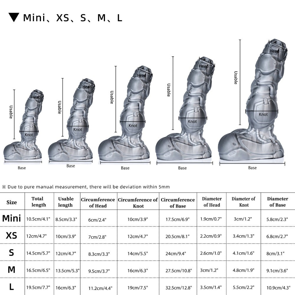 Nothosaur ROCCO - Fantasy Dildo - Dog Knot Dildo-size chart