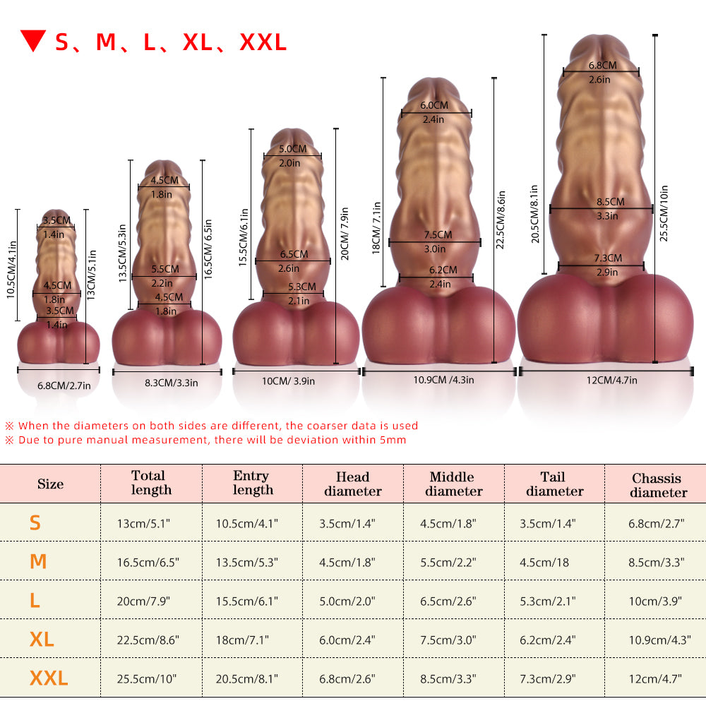 SWISOK Aurogon - Knot Dildo - Fantasy Dragon Dildo-size chart