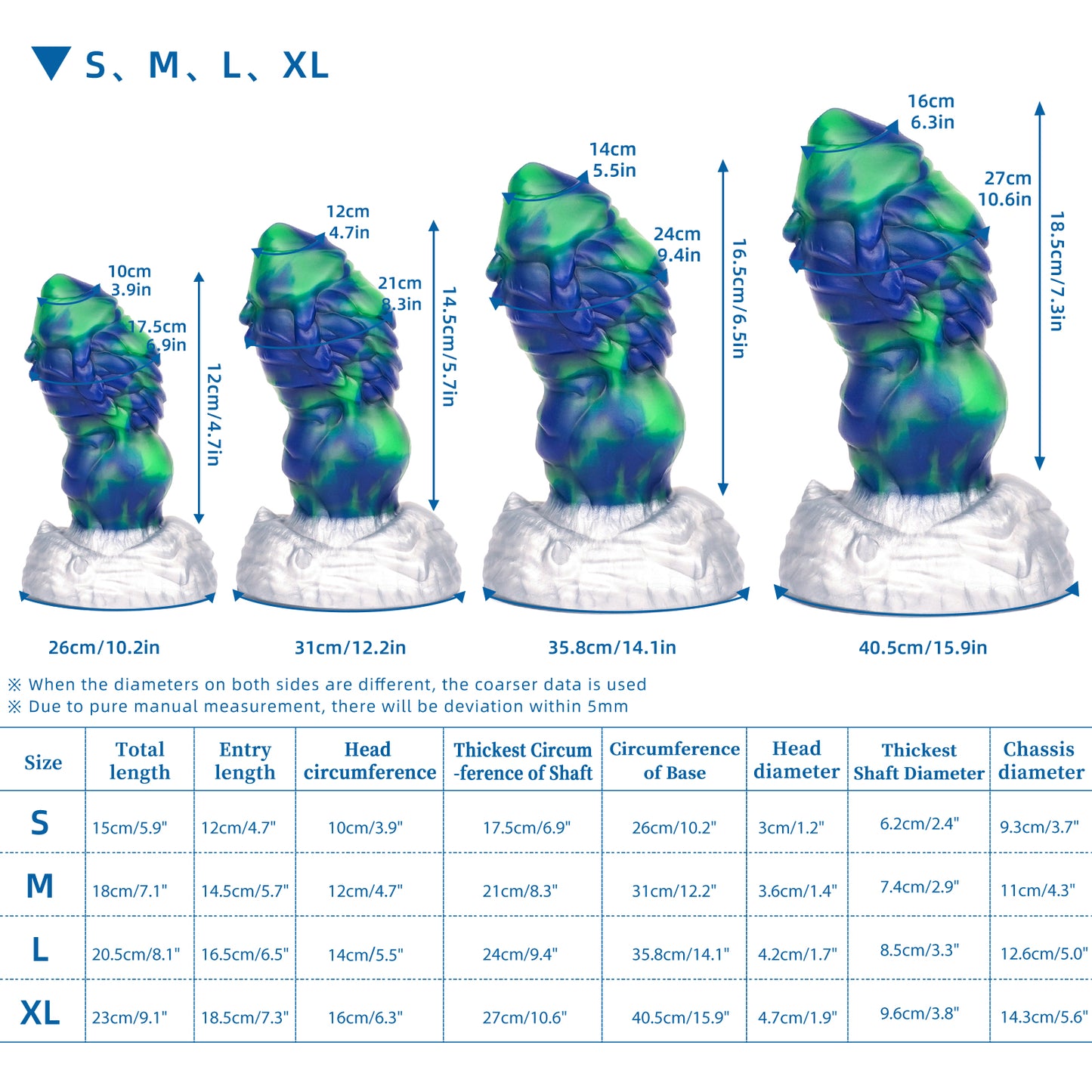 SWISOK Bobby - Fantasy Dragon Dildo - Knot Dildo-size chart