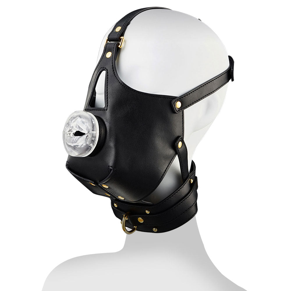 SM Leather Mask SM Leather Mask Head with Gag Conditioning Slave  Deep  Throat Perverted Bondage Chain Sex Toys