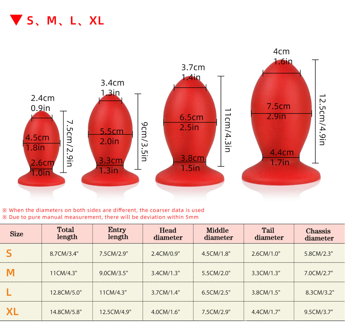 Gape Keeper - Red Silicone Butt Plug - 4 Sizes Anal Trainers - Anal Sex Toy