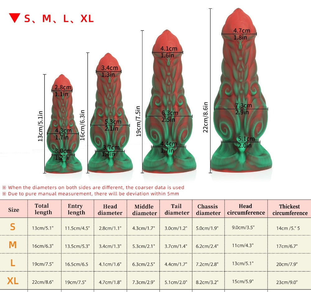 Nothosaur ARIES - Fantasy Animal Dildo - Ram Knot Dildo - 8.6 Inch Zodiac Dildo-size chart