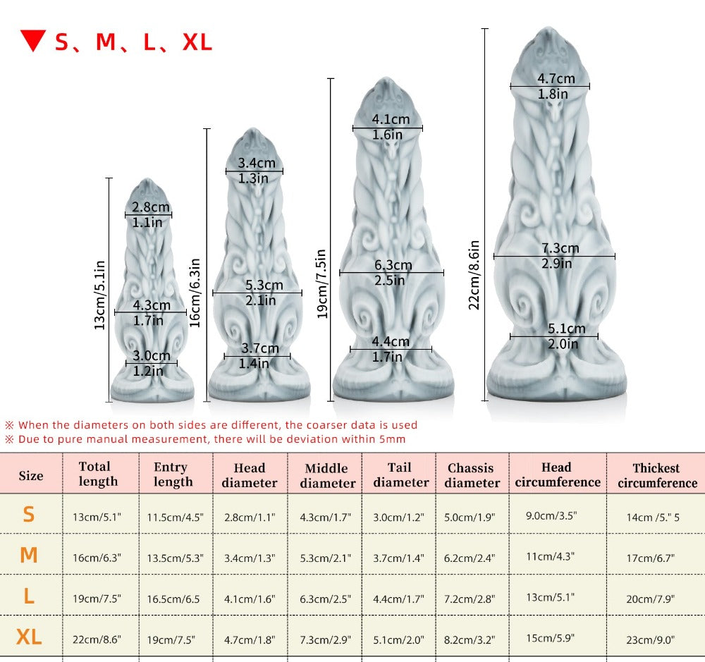 Nothosaur ARIES - Fantasy Animal Dildo - Ram Knot Dildo - 8.6 Inch Zodiac Dildo-SIZE CHART-2