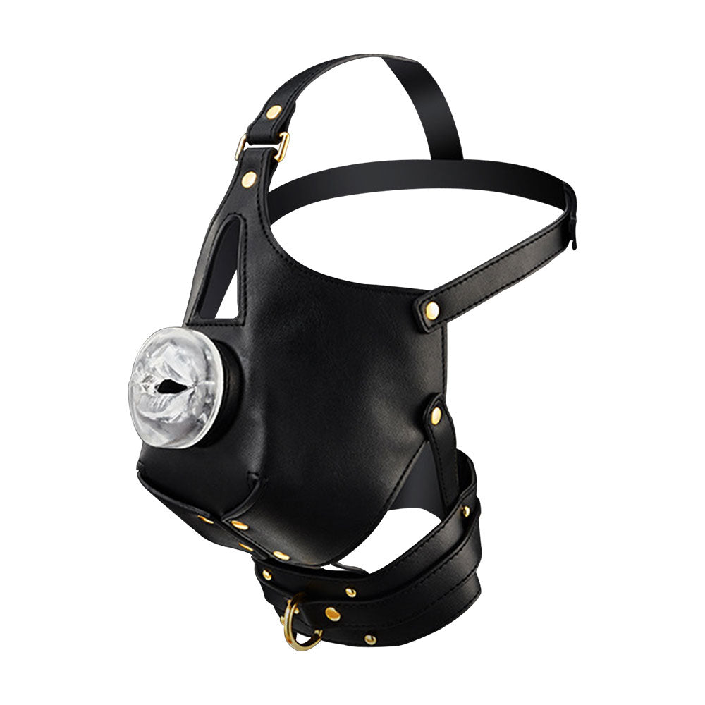 SM Leather Mask SM Leather Mask Head with Gag Conditioning Slave  Deep  Throat Perverted Bondage Chain Sex Toys