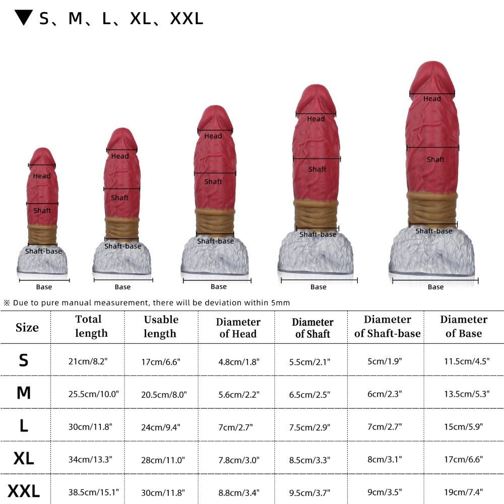 Nothosaur-Famario-Unique-Fantasy-Deer-Dildo-Animal-Themed-Dildo-Size-Chart