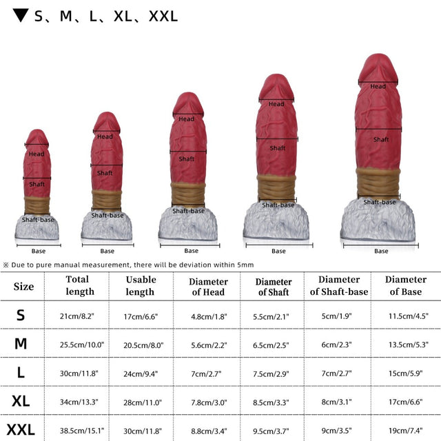 Nothosaur-Famario-Unique-Fantasy-Deer-Dildo-Animal-Themed-Dildo-Size-Chart