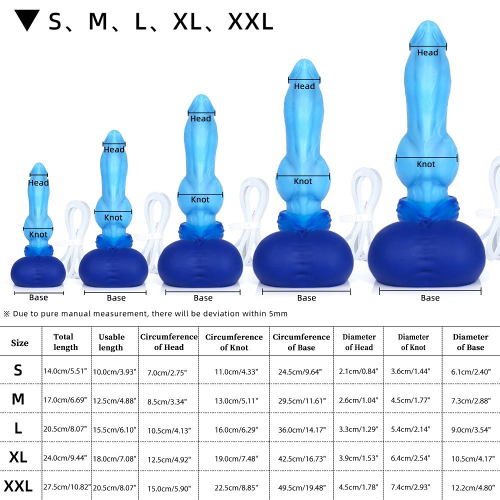 Nothosaur GRAEMEN - Monster Dildo - Wolf Knot Dildo - Ejaculation Dildo-size chart