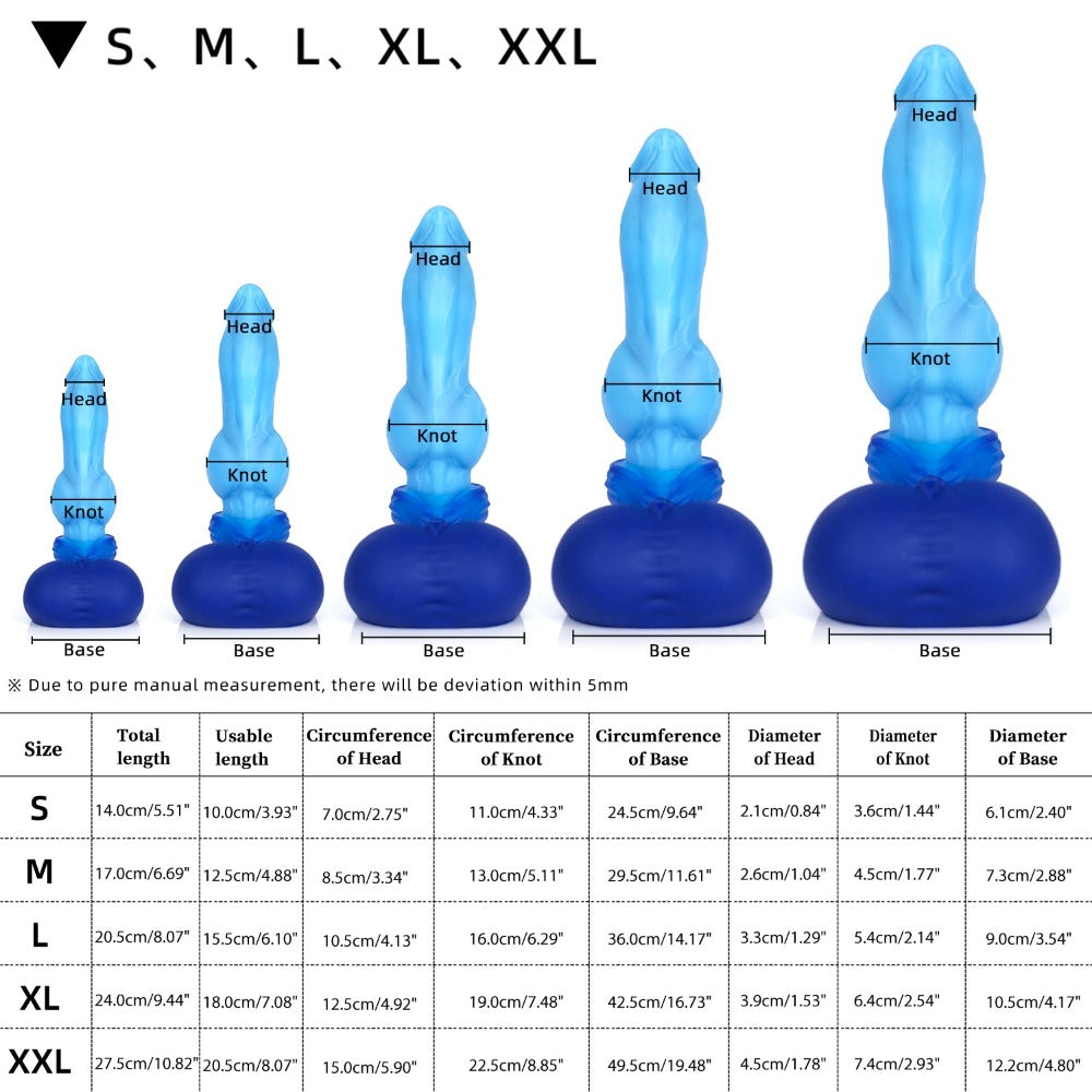 Nothosaur GRAEMEN - Wolf Dildo - Knot Dildo - Monster Dildo-size chart