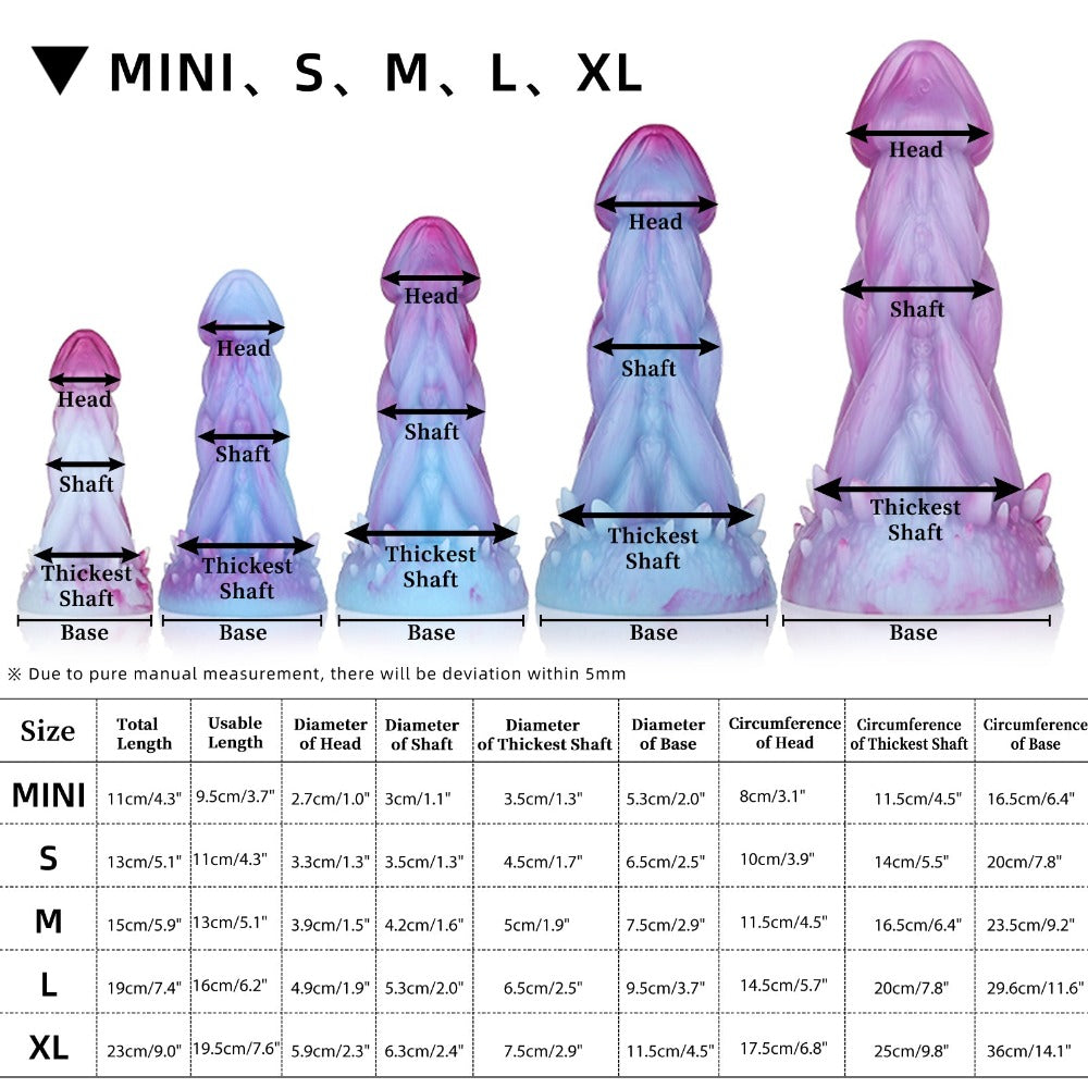 Nothosaur MOOM Fantasy Dragon Dildo Monster Dildo Size Chart