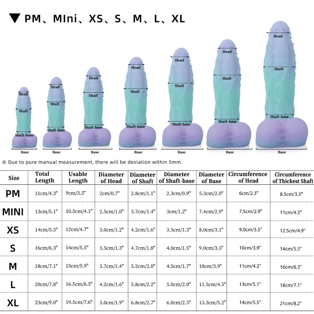 Nothosaur WIZ - Fantasy Dildo - Animal Dildo - Size Chart