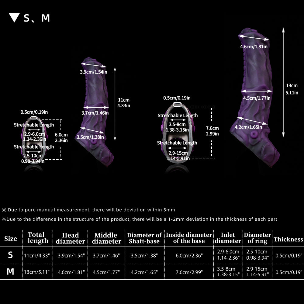 Nothosaur IRONN 025 - 4-5 Inch Penis Extension Sleeve - Horse Cock Sleeve - Silicone Sleeve with Ring